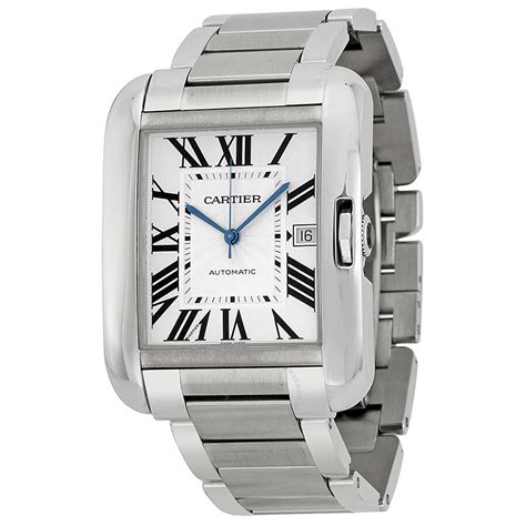 silver cartier tank watch|cartier tank watch men's.